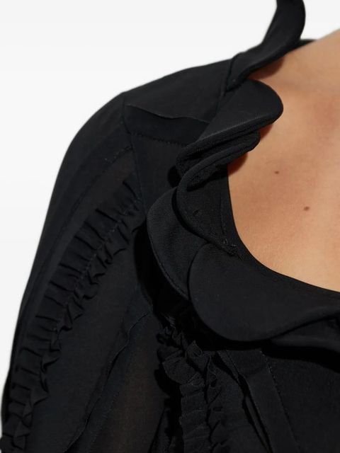 Blumarine ruffled-detail long-sleeve top - Black