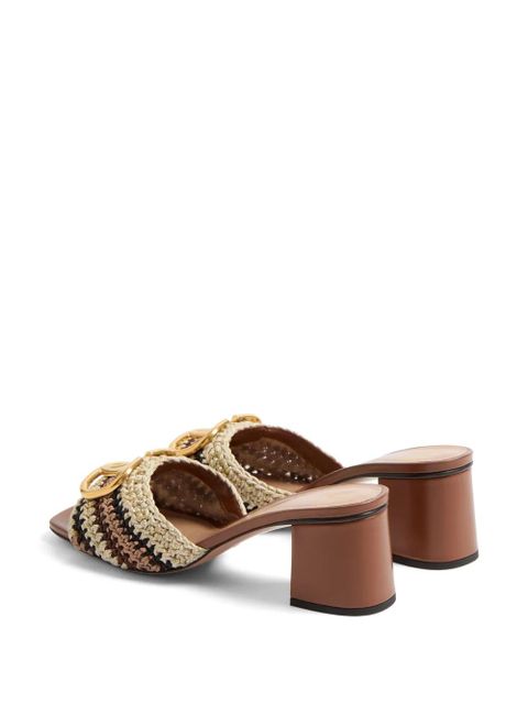 Valentino Garavani 60mm VLogo Signature embroidered sandals - Neutrals - zdjęcie produktu nr 2