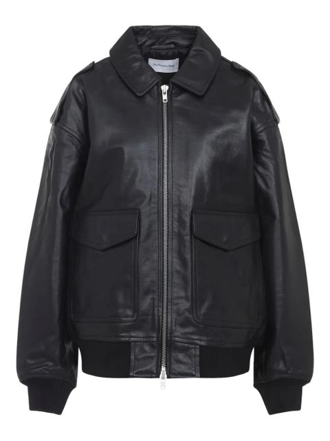 The Frankie Shop classic-collar pocketed leather jacket - Black - zdjęcie produktu nr 1