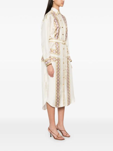 ZIMMERMANN geometric-print belted shirt dress - Neutrals