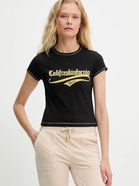 Juicy Couture t-shirt CALIFREAKINFORNIA BABY T-SHIRT damski kolor czarny JCNCT225460 - zdjęcie produktu nr 1
