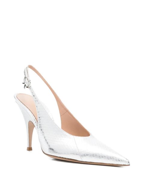 Gianvito Rossi Sofia point reptile-effect pumps - Silver - zdjęcie produktu nr 2