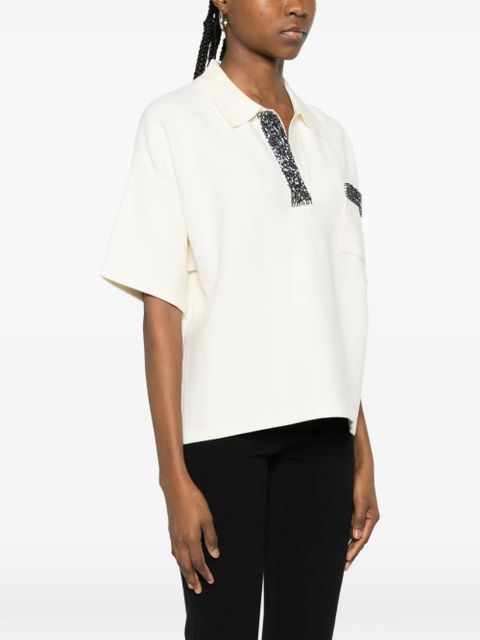 Essentiel Antwerp embellished pocket polo shirt - Neutrals