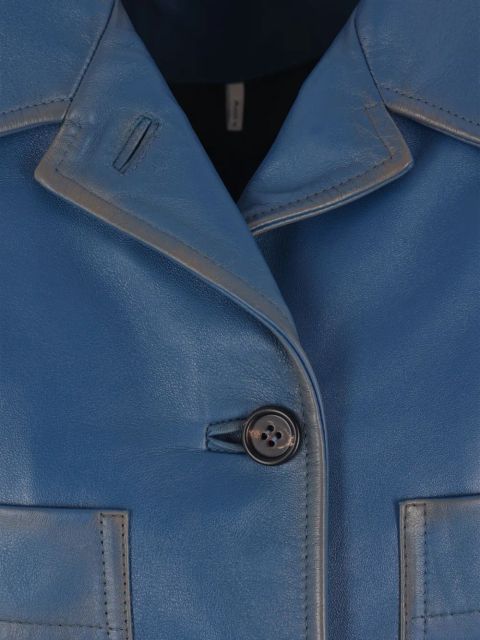 Chloé button-fastening leather coat - Blue