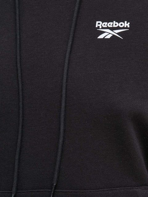 Reebok bluza damska kolor czarny z kapturem gładka