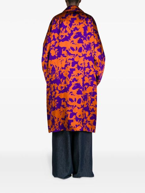 DRIES VAN NOTEN floral satin coat - Orange
