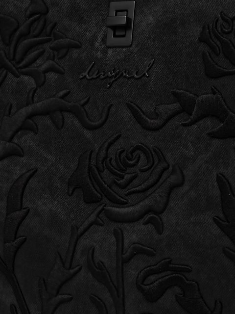 Desigual plecak ROMEO FLORAL TOTAL B damski kolor czarny duży z aplikacją 25WAKP06