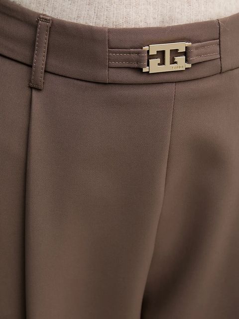 Gaudi spodnie damskie kolor brązowy fason cygaretki high waist 521FD25011