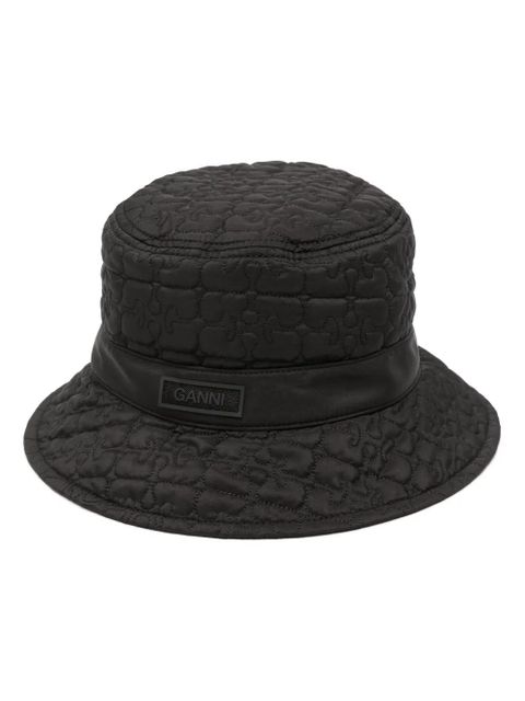 GANNI logo-patch quilted bucket hat - Black - zdjęcie produktu nr 1