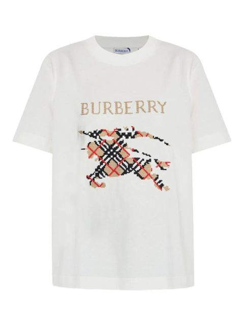 Burberry check-motif graphic T-shirt - White - zdjęcie produktu nr 1