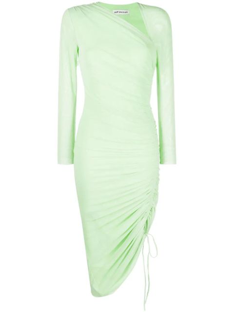 Self-Portrait ruched mesh midi dress - Green - zdjęcie produktu nr 1