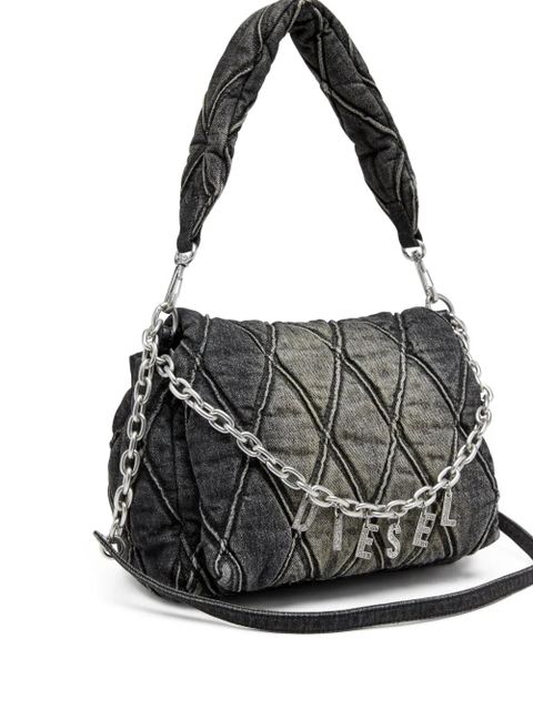 Diesel Charm-D M denim shoulder bag - Black