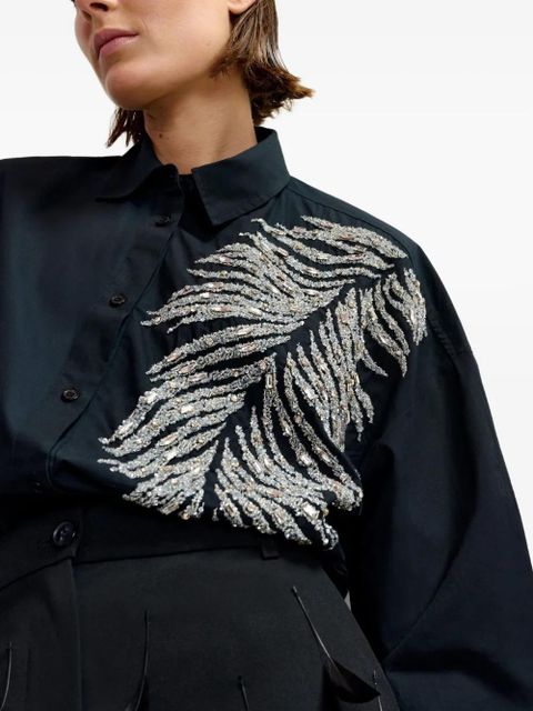 Essentiel Antwerp Iliza feather-detail shirt - Black