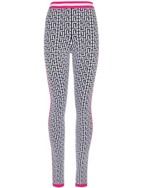 Balmain logo-jacquard knit leggings - White - zdjęcie produktu nr 1
