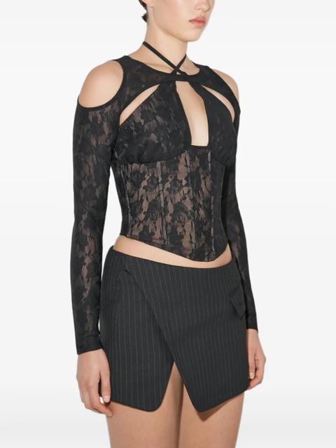MISBHV flower-lace crop-top - Black