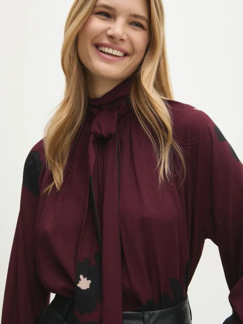 Answear.LAB bluzka damska kolor czerwony wzorzysta