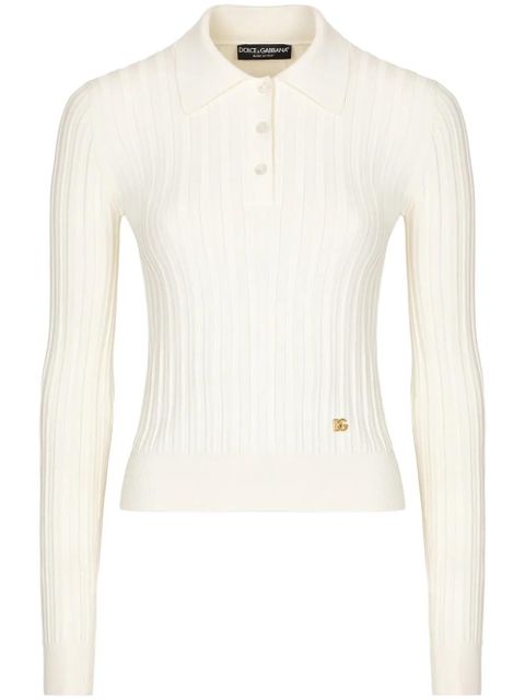 Dolce & Gabbana logo-plaque polo top - White - zdjęcie produktu nr 1