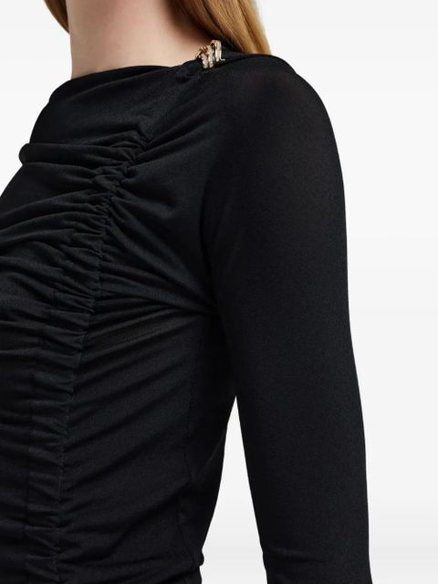 Ferragamo boat-neck ruched asymmetric dress - Black