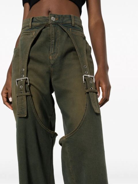 Blumarine buckle-detail straight-leg jeans - Green