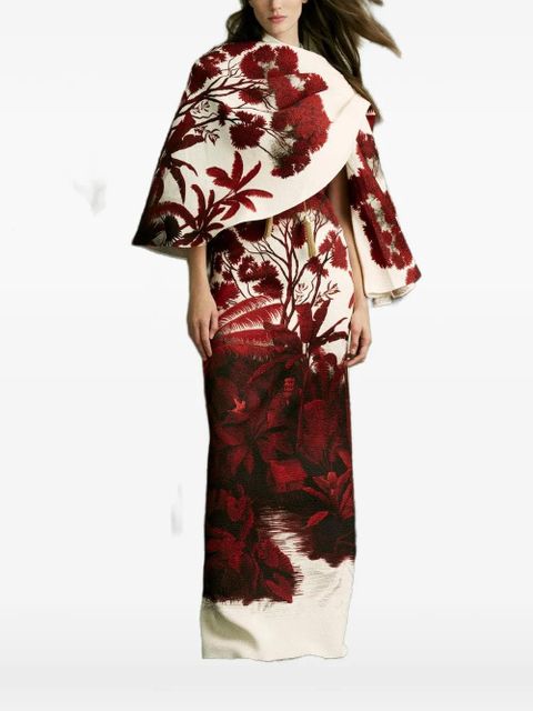 Johanna Ortiz Ocean Of Secrets floral-pattern cape - Red - zdjęcie produktu nr 2