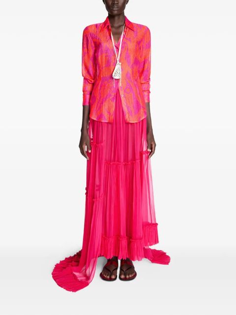 DRIES VAN NOTEN patterned silk shirt - Orange - zdjęcie produktu nr 2