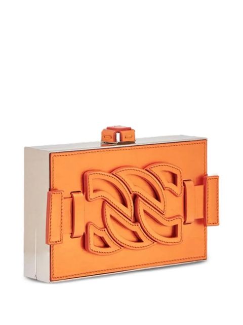 Casadei logo-patch clutch bag - Orange