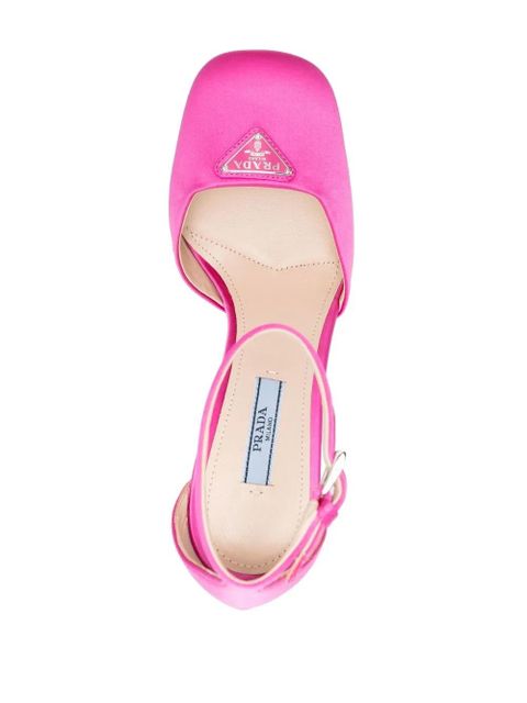 Prada logo-plaque 135mm platform pumps - Pink