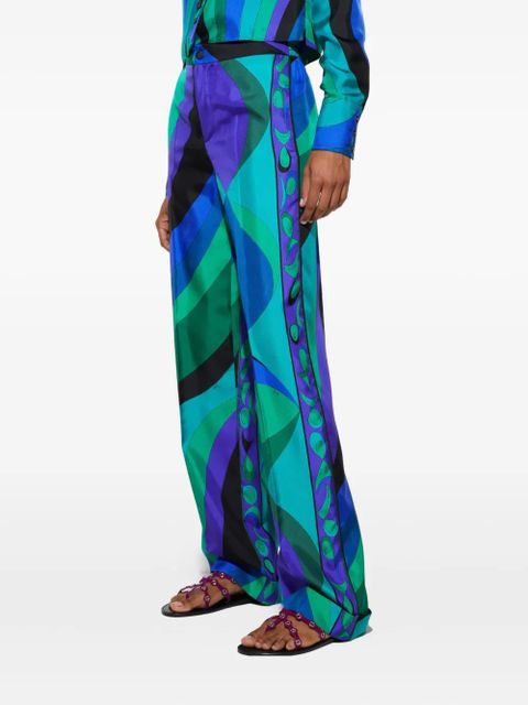 PUCCI Pesci-patterned wide-leg trousers - Green