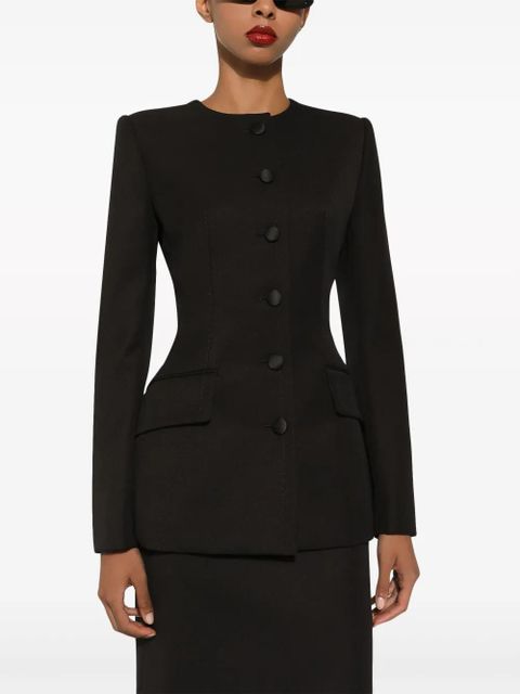 Dolce & Gabbana single-breasted collarless blazer - Black