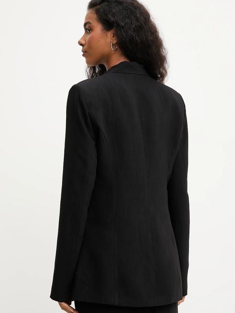 Answear.LAB marynarka kolor czarny jednorzędowa gładka