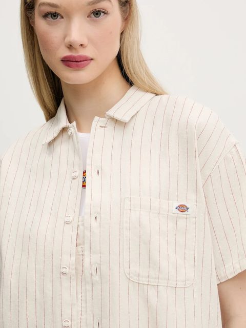 Dickies koszula bawełniana damska kolor beżowy relaxed z kołnierzykiem klasycznym DK0A4Z7UC481 - zdjęcie produktu nr 2