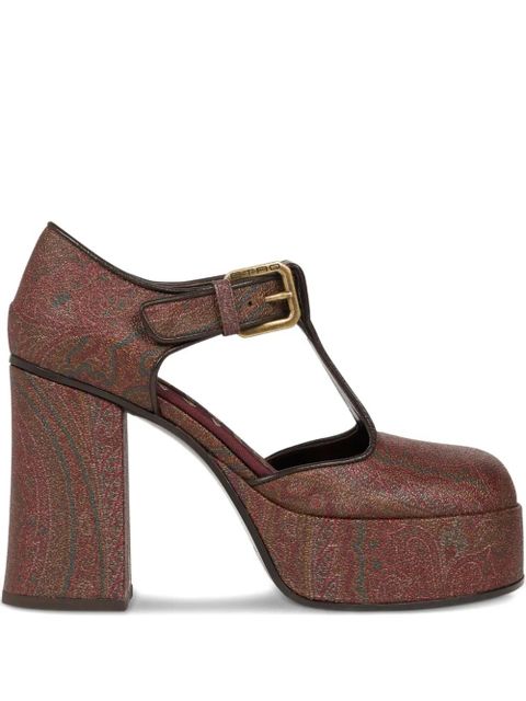 ETRO 105mm paisley-print platform pumps - Brown - zdjęcie produktu nr 1