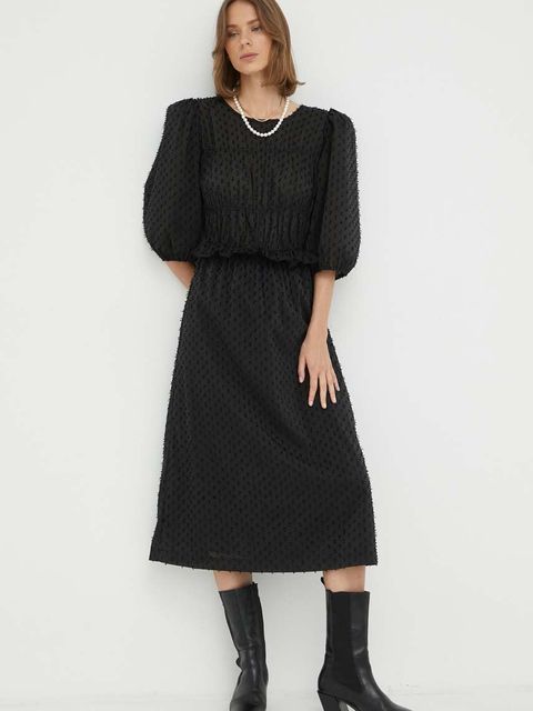 2NDDAY sukienka kolor czarny midi rozkloszowana