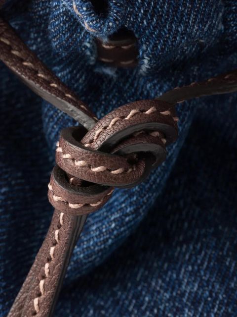 Prada Bonnie medium denim and leather handbag - Blue