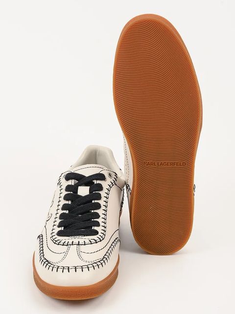 Karl Lagerfeld sneakersy skórzane KANDIDATE damskie kolor beżowy KL63810A