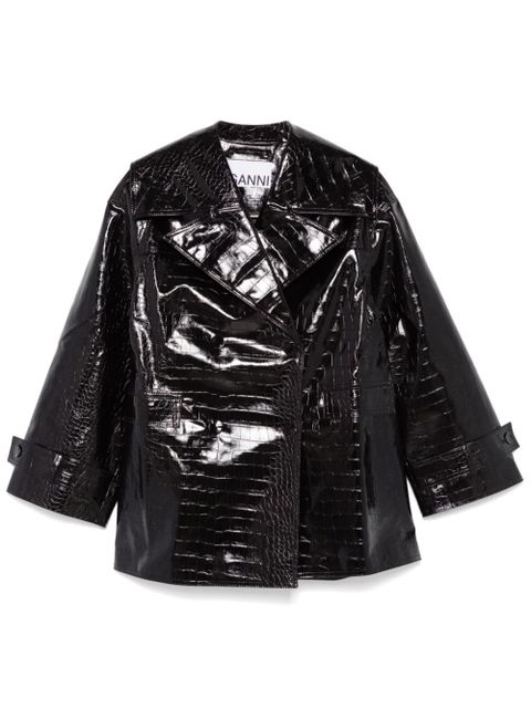 GANNI croc-embossed jacket - Black - zdjęcie produktu nr 1