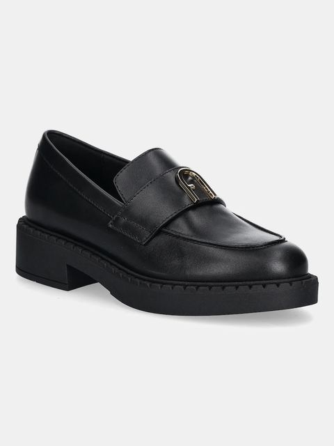 Furla mokasyny skórzane New Legacy Loafer damskie kolor czarny na platformie YJ81FNL WU0000 O6000 - zdjęcie produktu nr 1