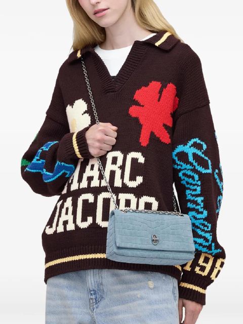 Marc Jacobs The Slim croc suede dual-chain shoulder bag - Blue