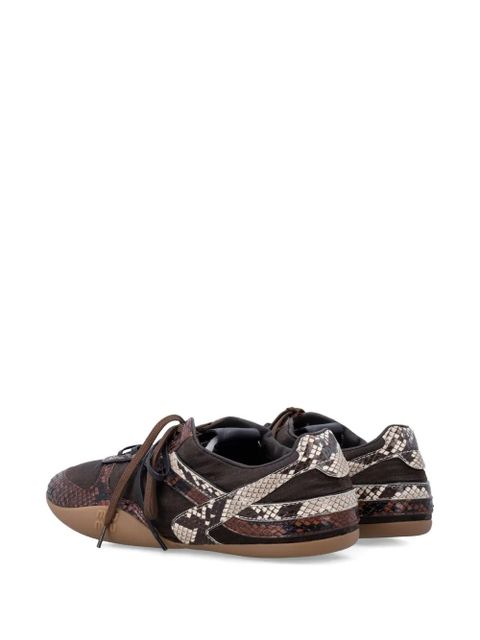Miu Miu snakeskin-effect leather sneakers - Brown