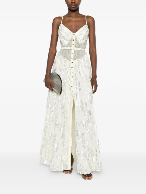 Self-Portrait metallic floral-pattern maxi dress - Neutrals - zdjęcie produktu nr 2