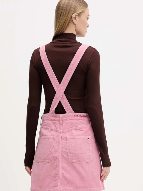 Tommy Jeans sukienka sztruksowa kolor różowy mini rozkloszowana DW0DW21494