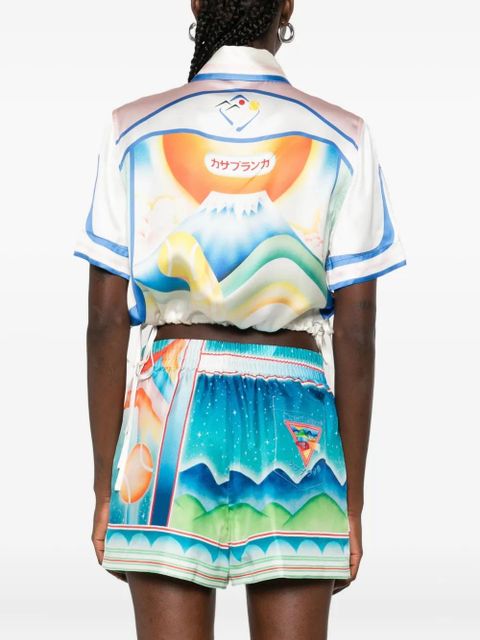 Casablanca printed silk top - White