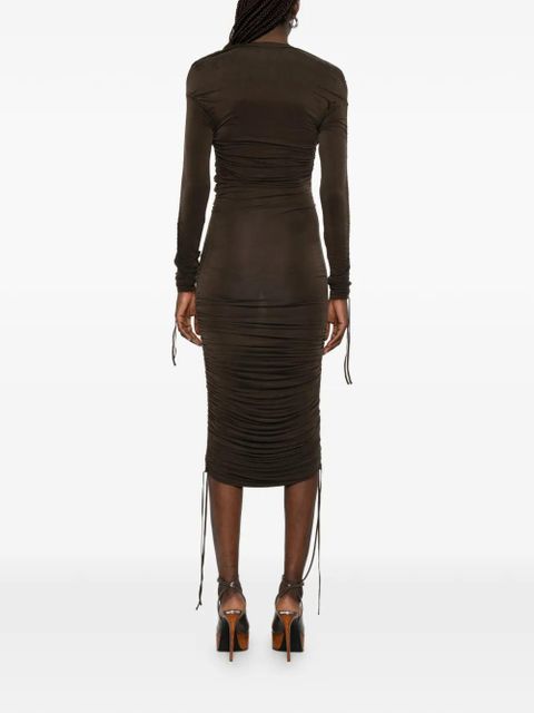 Balmain draped midi dress - Brown