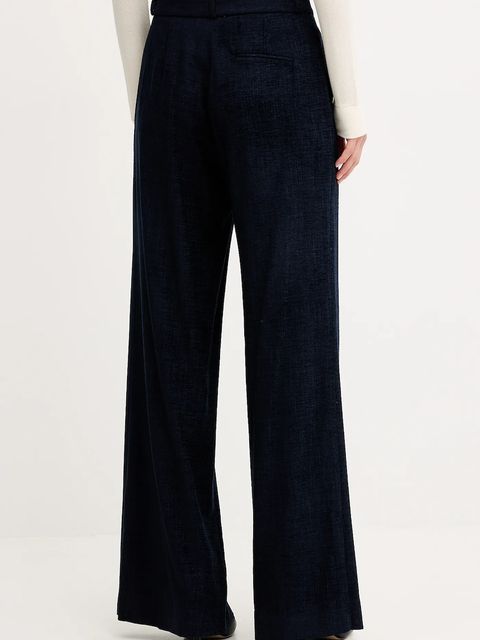 Haveone spodnie damskie kolor granatowy szerokie high waist PCB-P033