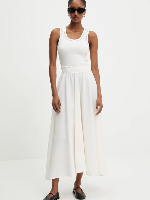 Answear.LAB spódnica bawełniana kolor beżowy maxi rozkloszowana - zdjęcie produktu nr 2