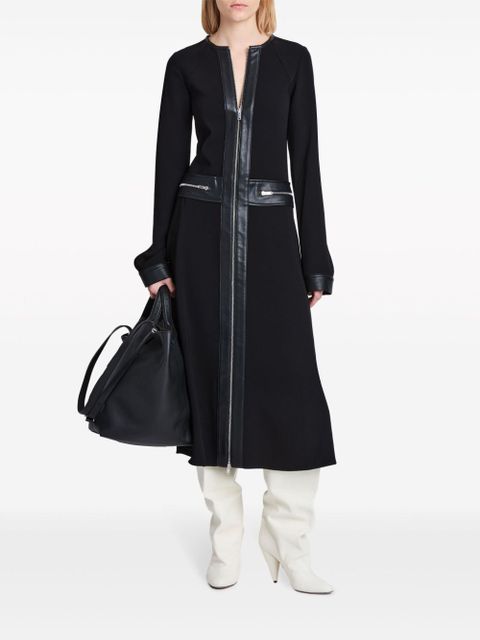 Proenza Schouler faux-leather trim long-sleeved midi dress - Black - zdjęcie produktu nr 2