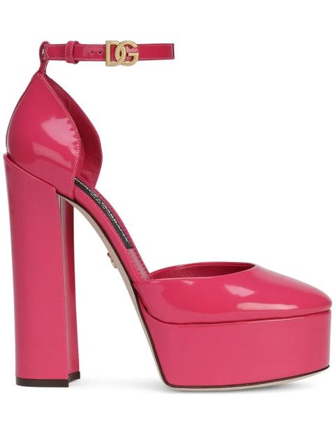 Dolce & Gabbana 145mm patent-leather platform pumps - Pink - zdjęcie produktu nr 1