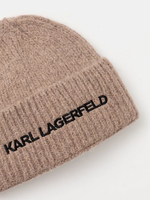 Karl Lagerfeld czapka wełniana kolor beżowy grubej dzianiny wełniana 246W3411 - zdjęcie produktu nr 2