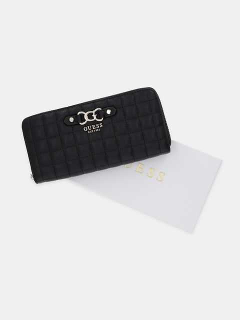 Guess portfel NADIRA damski kolor czarny SWQG84 24146