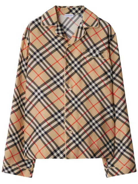 Burberry Vintage Check-print silk pajama top - Neutrals - zdjęcie produktu nr 1